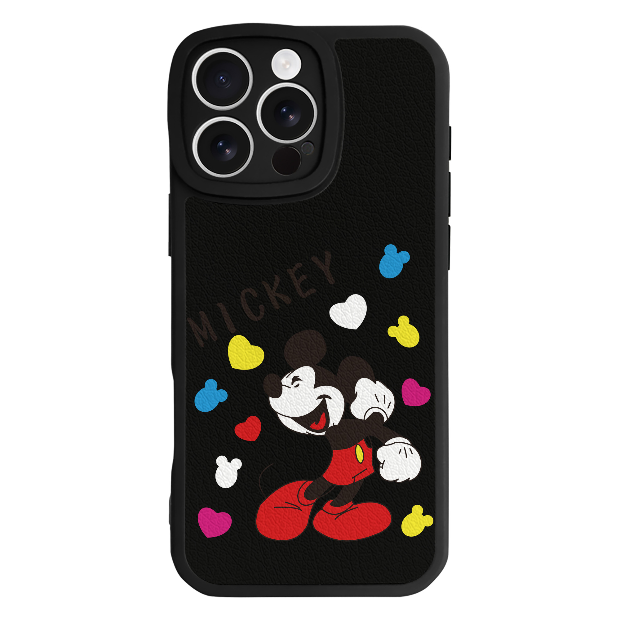 （画像用） ミッキーマウス Mickey Mouse 【iPhone 16シリーズ対応】シリコンスマホケース（レザー調） 材質：シリコン